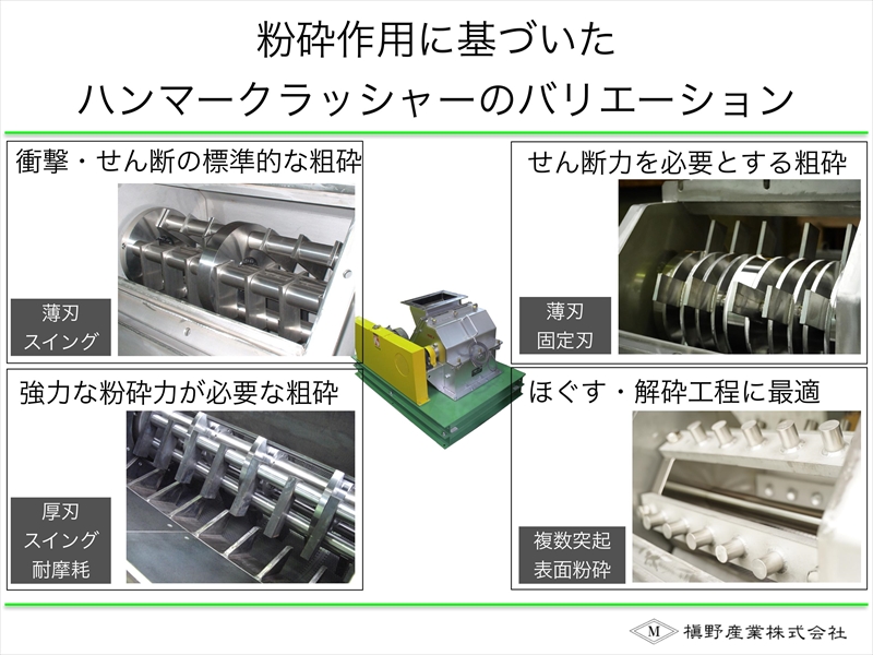 ハンマークラッシャーのバリエーション 槇野産業式粉砕機の選び方講座